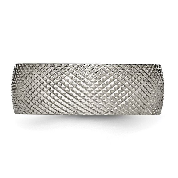 Kazi Luxury Chisel Titanium Polished and Textured 8mm Band - Picture 3 of 9